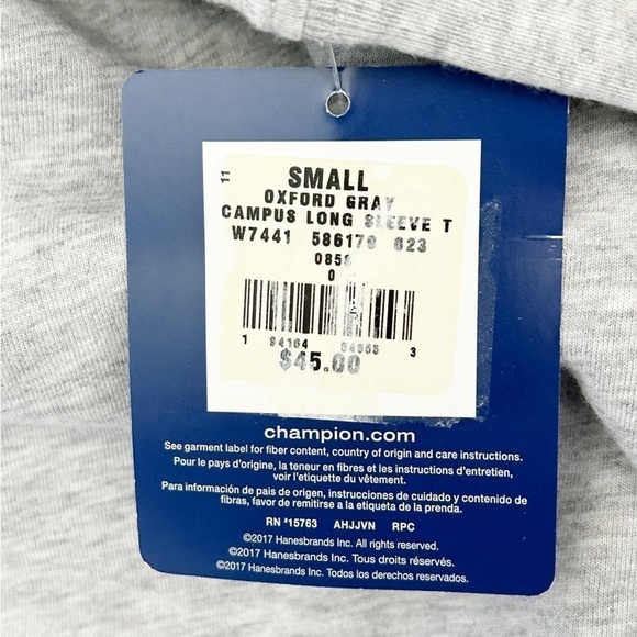 NWT Champion Women’s Campus Long Sleeve Tee Oxford Grey Small - Picture 11 of 12